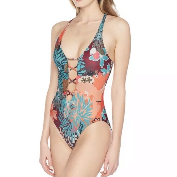 Vince Camuto Lagoon V Neck One Piece Swimsuit - Picture 2 of 5